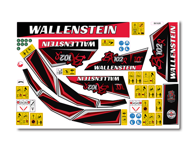 A complete Wallenstein equipment decal kit on a single sheet